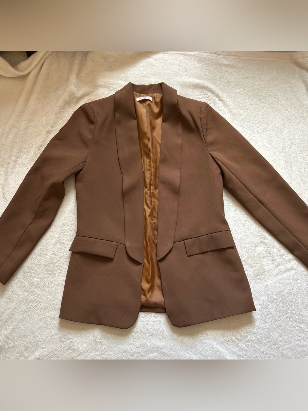 Tailored Brown Open-Front Women's Blazer